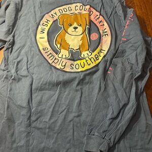 Simply Southern Gray and Pink Long Sleeve Tee “i wish my dog could text me”